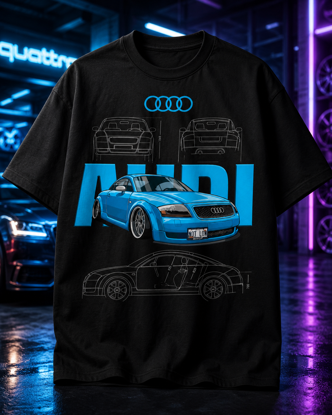 Тениска Audi TT - Quattro - черна