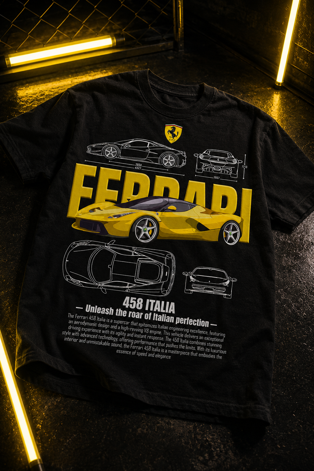 Тениска Ferrari 458 Italia - черна