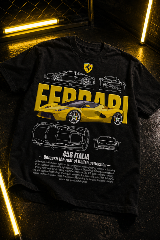 Тениска Ferrari 458 Italia - черна