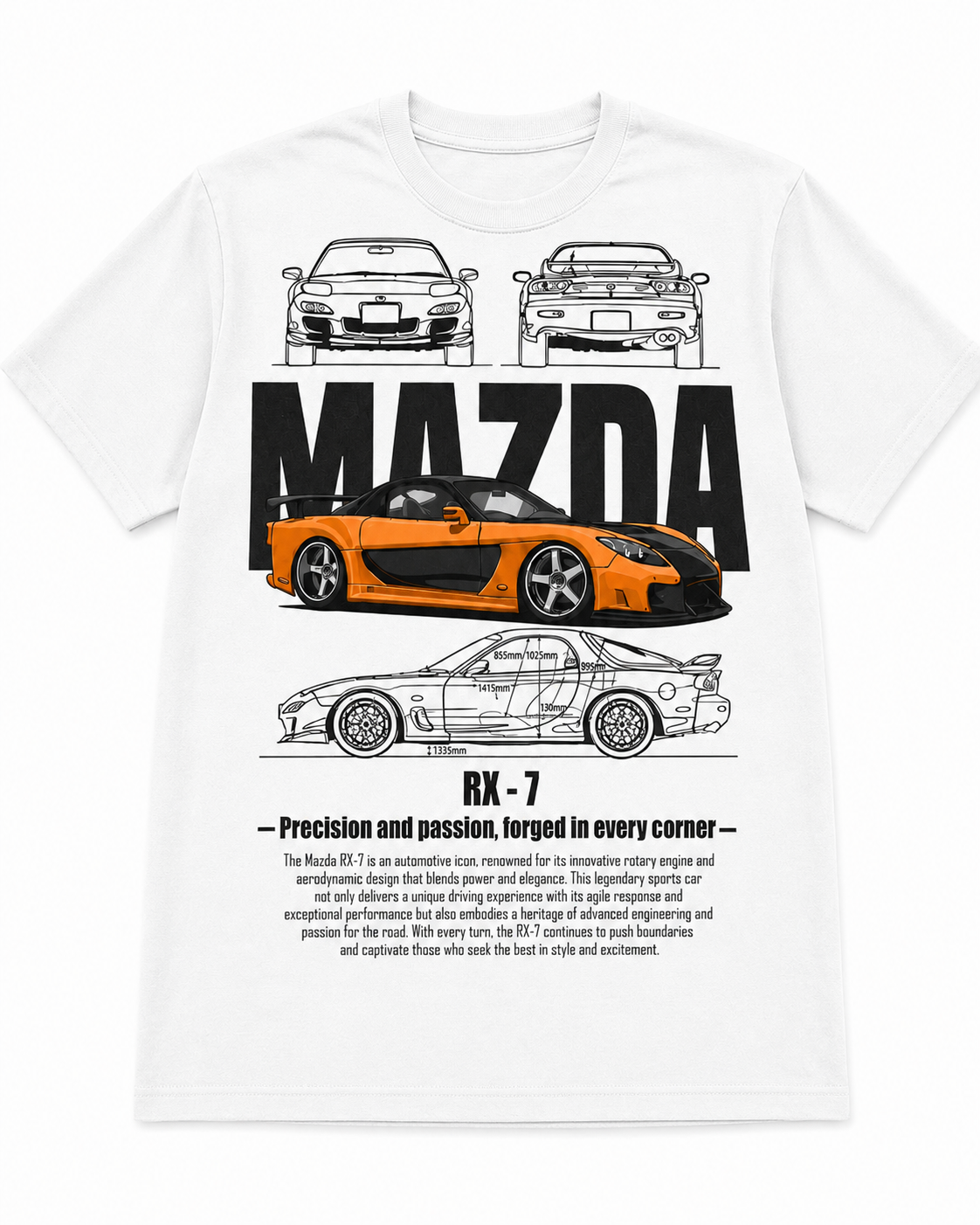 Тениска Mazda RX-7 - бяла