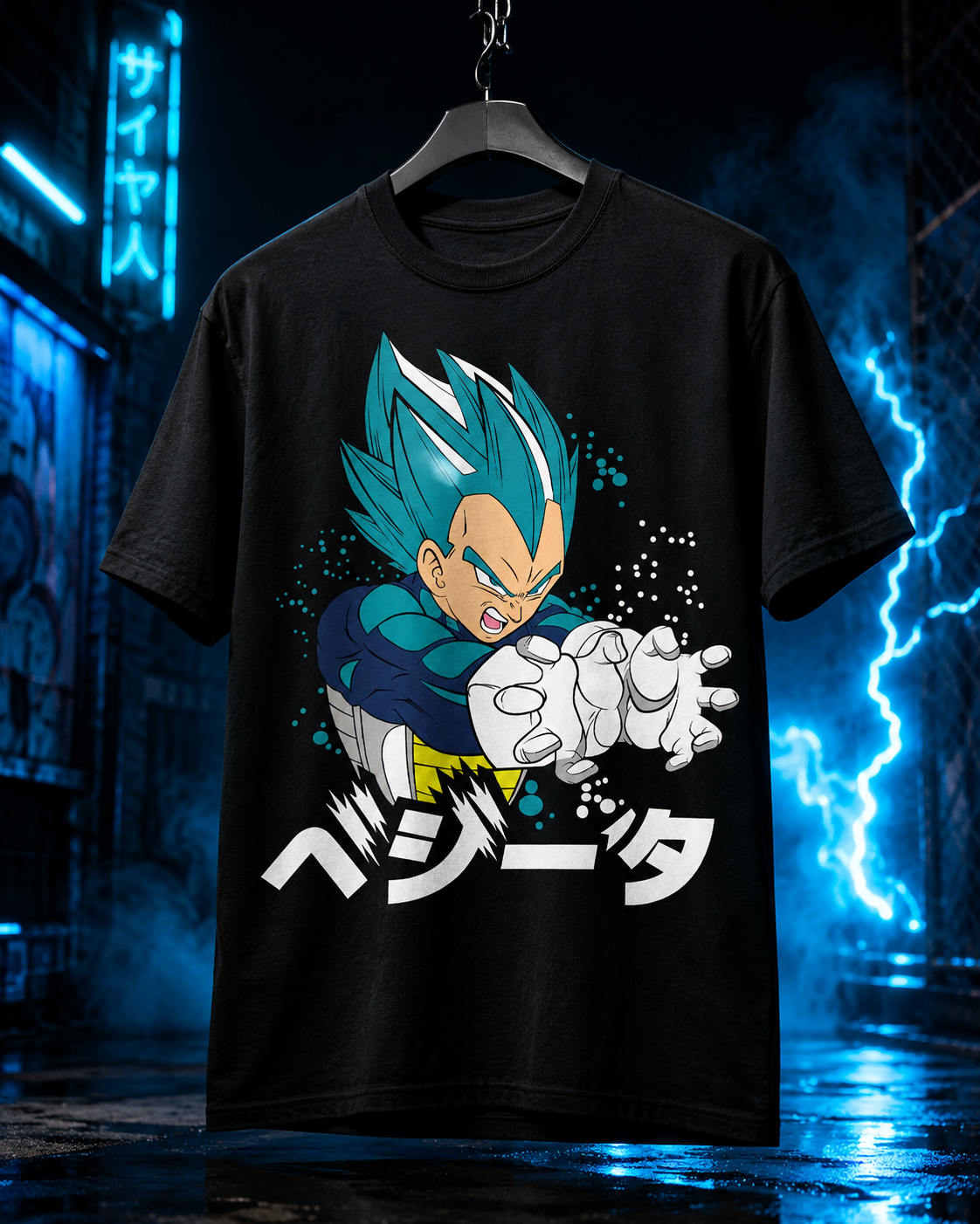 Тениска Вегета - Super Saiyan Blue - черна